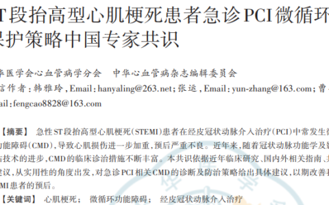 ST段抬高型心肌梗死患者急诊PCI微循环 保护策略中国专家共识
